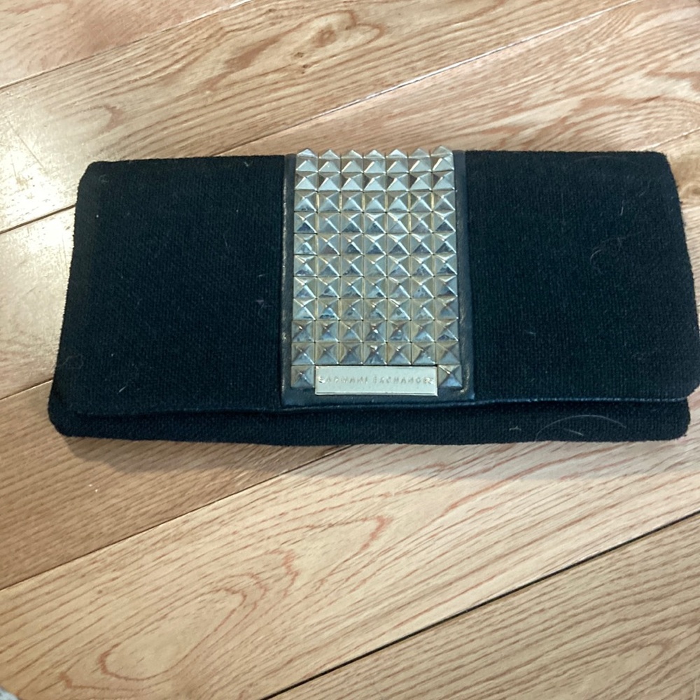 Armani Exchange black and silver clutch purse